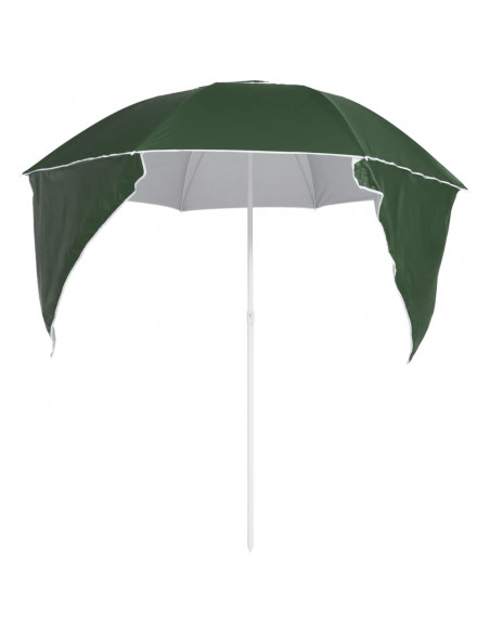 Ombrellone da Spiaggia con Teli Laterali Verde 215 cm