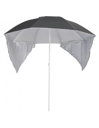 Ombrellone da Spiaggia con Teli Laterali Antracite 215 cm