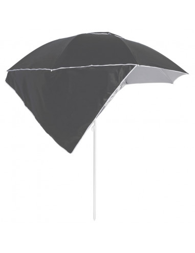 Ombrellone da Spiaggia con Teli Laterali Antracite 215 cm