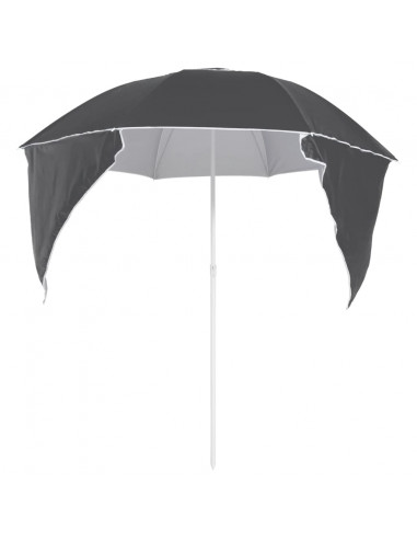 Ombrellone da Spiaggia con Teli Laterali Antracite 215 cm