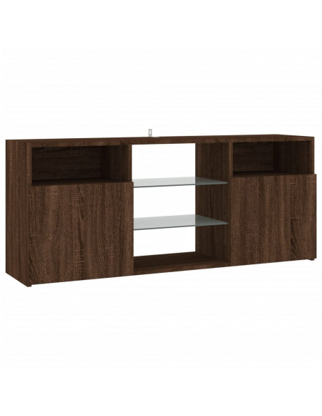 Mobile Porta TV con Luci LED Rovere Marrone 120x30x50 cm