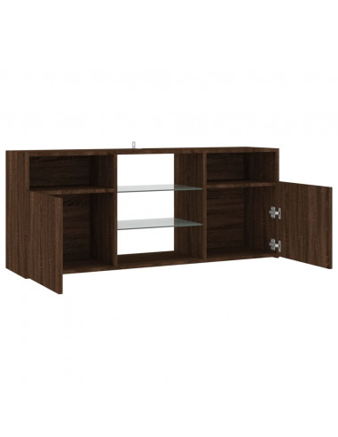 Mobile Porta TV con Luci LED Rovere Marrone 120x30x50 cm