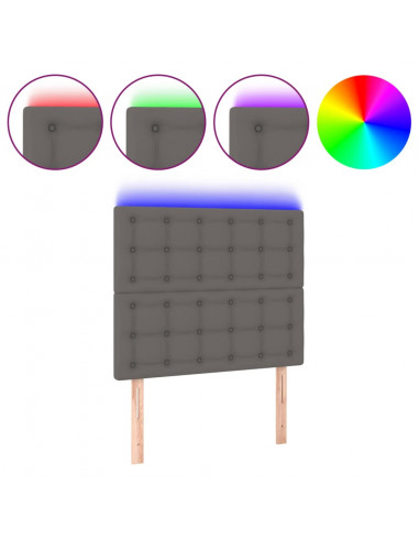 Testiera a LED Grigio 100x5x118/128cm in Similpelle