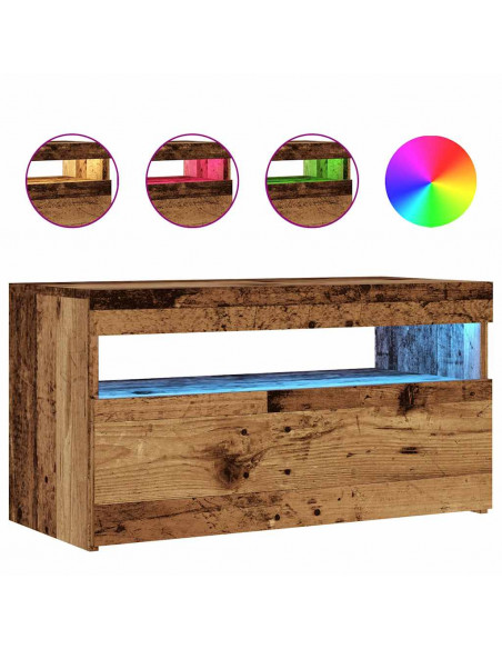 Mobili Porta TV con LED 2 pz Legno Antico in Legno Multistrato