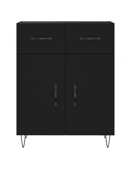 Credenza Nera 69,5x34x180 cm in Legno Multistrato