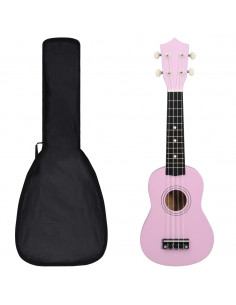 Set Ukulele Soprano con Borsa per Bambini Rosa 21" 2