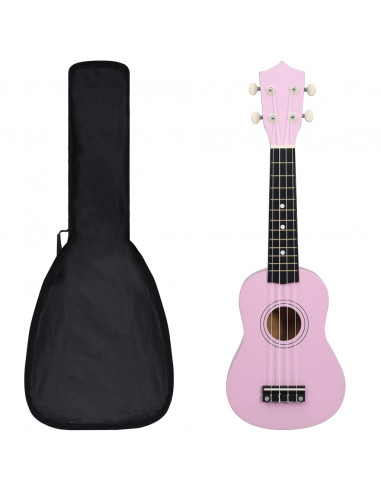 Set Ukulele Soprano con Borsa per Bambini Rosa 21"