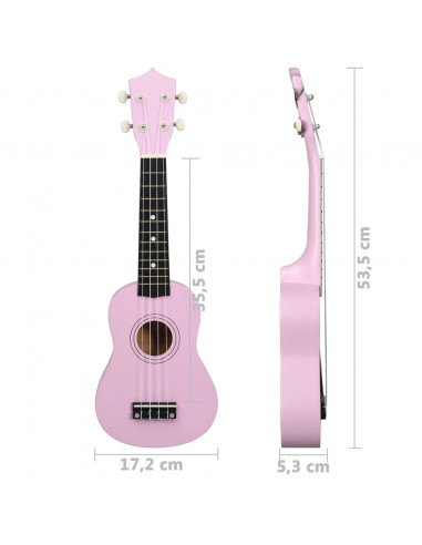Set Ukulele Soprano con Borsa per Bambini Rosa 21"