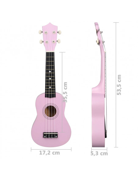 Set Ukulele Soprano con Borsa per Bambini Rosa 21"