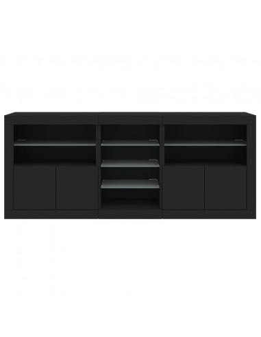 Credenza con Luci LED Nera 181,5x37x67 cm