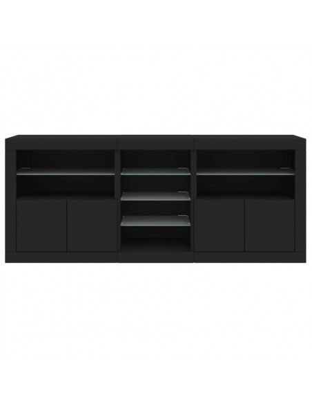 Credenza con Luci LED Nera 181,5x37x67 cm
