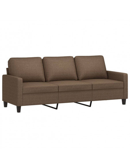 Set di Divani 4 pz con Cuscini Marrone in Tessuto