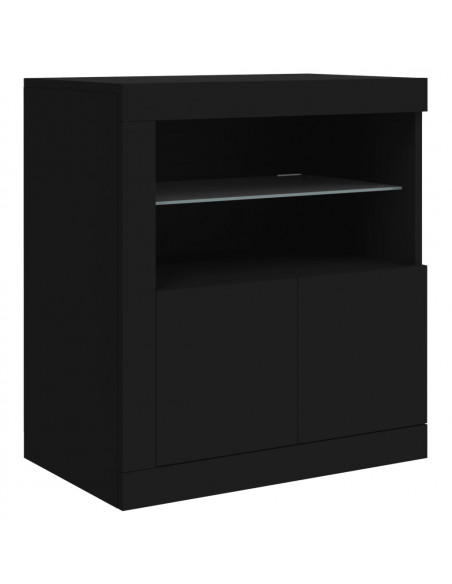 Credenza con Luci LED Nera 181,5x37x67 cm