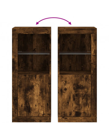 Credenza con Luci LED Rovere Fumo 41x37x100 cm