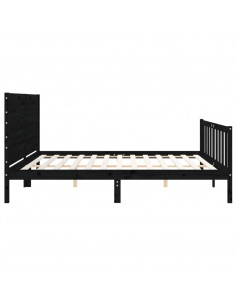 Giroletto con Testiera Nero 200x200 cm in Legno Massello 2