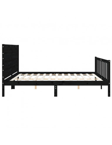 Giroletto con Testiera Nero 200x200 cm in Legno Massello