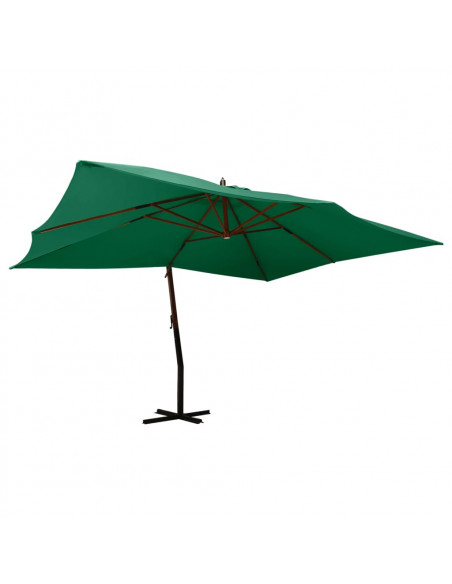 Ombrellone a Sbalzo con Palo in Legno 400x300 cm Verde