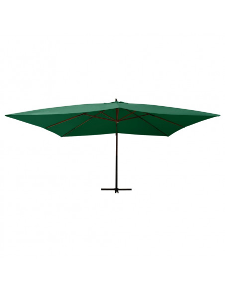 Ombrellone a Sbalzo con Palo in Legno 400x300 cm Verde