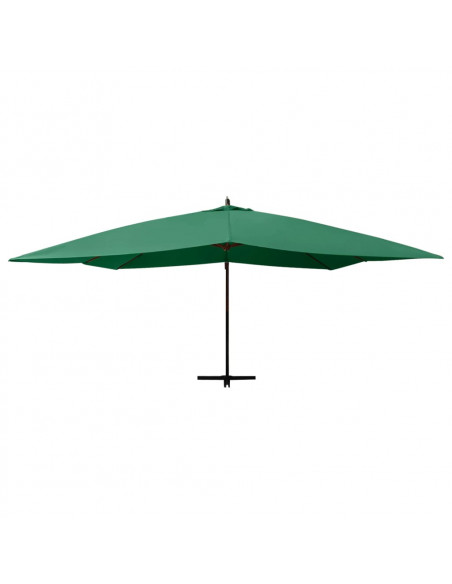 Ombrellone a Sbalzo con Palo in Legno 400x300 cm Verde