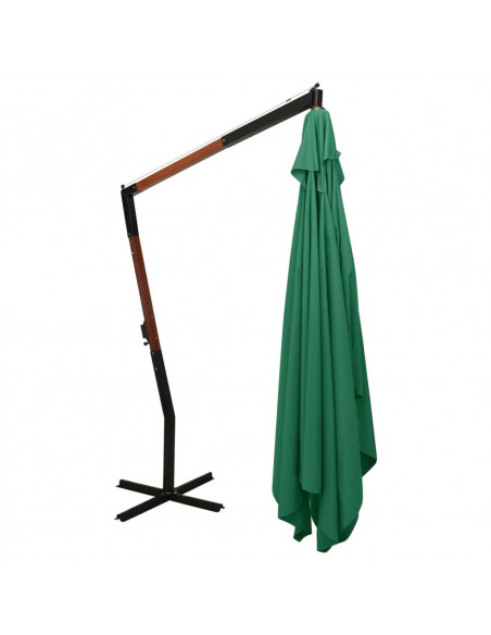 Ombrellone a Sbalzo con Palo in Legno 400x300 cm Verde