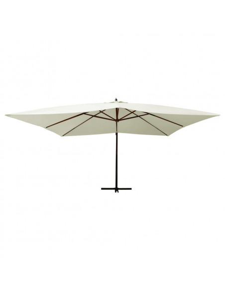 Ombrellone a Sbalzo con Palo in Legno 400x300 cm Bianco Sabbia