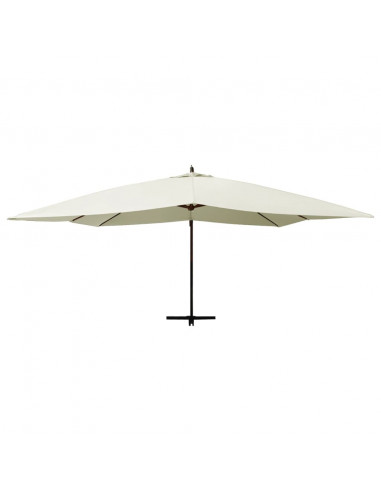 Ombrellone a Sbalzo con Palo in Legno 400x300 cm Bianco Sabbia