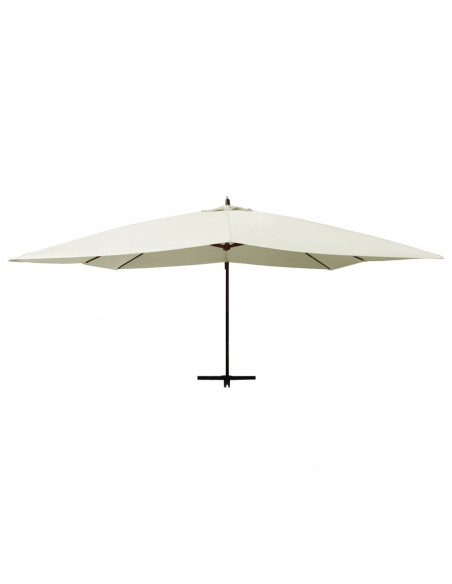 Ombrellone a Sbalzo con Palo in Legno 400x300 cm Bianco Sabbia