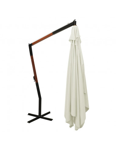Ombrellone a Sbalzo con Palo in Legno 400x300 cm Bianco Sabbia