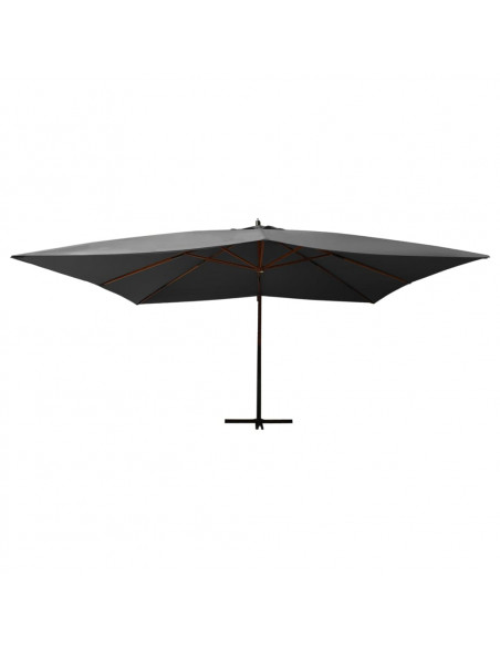 Ombrellone a Sbalzo con Palo in Legno 400x300 cm Antracite