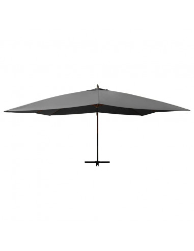 Ombrellone a Sbalzo con Palo in Legno 400x300 cm Antracite