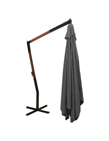 Ombrellone a Sbalzo con Palo in Legno 400x300 cm Antracite