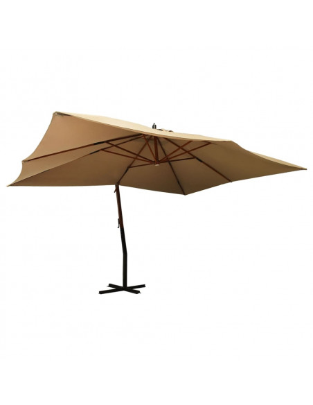 Ombrellone a Sbalzo con Palo in Legno 400x300 cm Tortora