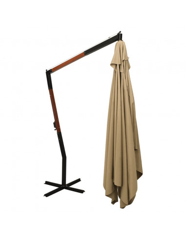 Ombrellone a Sbalzo con Palo in Legno 400x300 cm Tortora