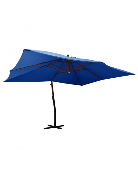 Ombrellone a Sbalzo con Palo in Legno 400x300 cm Azzurro