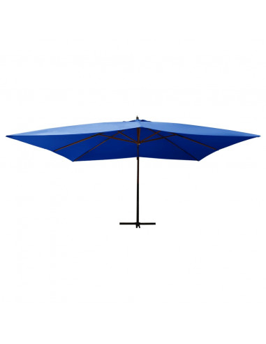 Ombrellone a Sbalzo con Palo in Legno 400x300 cm Azzurro
