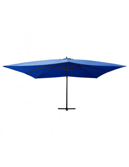 Ombrellone a Sbalzo con Palo in Legno 400x300 cm Azzurro