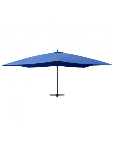 Ombrellone a Sbalzo con Palo in Legno 400x300 cm Azzurro