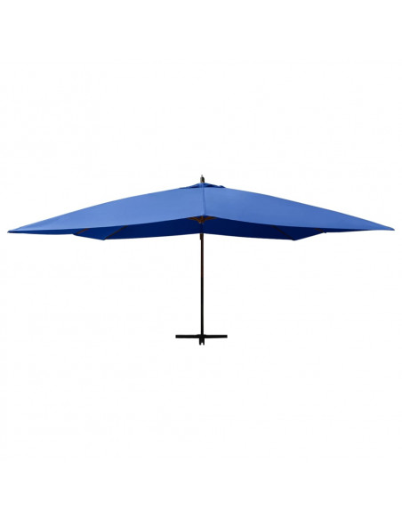Ombrellone a Sbalzo con Palo in Legno 400x300 cm Azzurro