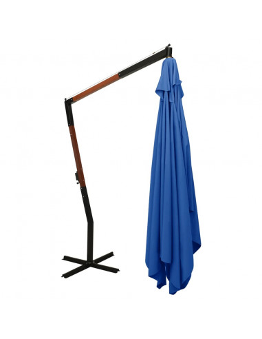 Ombrellone a Sbalzo con Palo in Legno 400x300 cm Azzurro