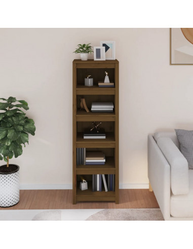 Libreria Marrone Miele 50x35x154 cm in Legno Massello di Pino