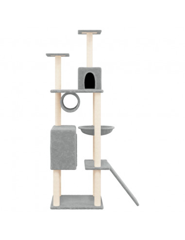 Albero per Gatti con Tiragraffi in Sisal Grigio Chiaro 168 cm