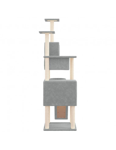 Albero per Gatti con Tiragraffi in Sisal Grigio Chiaro 168 cm