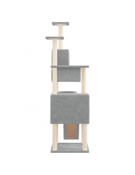 Albero per Gatti con Tiragraffi in Sisal Grigio Chiaro 168 cm