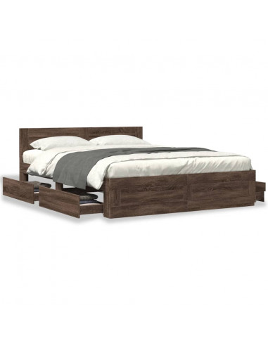 Giroletto Testiera Rovere Marrone 160x200 cm Legno Multistrato