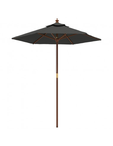 Ombrellone da Giardino con Palo in Legno Antracite 196x231 cm