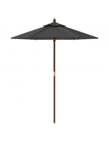 Ombrellone da Giardino con Palo in Legno Antracite 196x231 cm