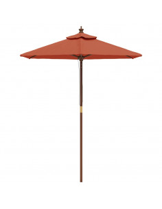 Ombrellone da Giardino con Palo in Legno Terracotta 196x231 cm 2
