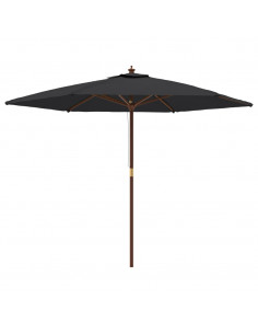 Ombrellone da Giardino con Palo in Legno Nero 299x240 cm 2