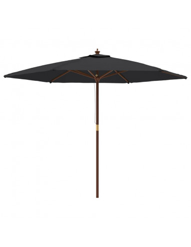 Ombrellone da Giardino con Palo in Legno Nero 299x240 cm