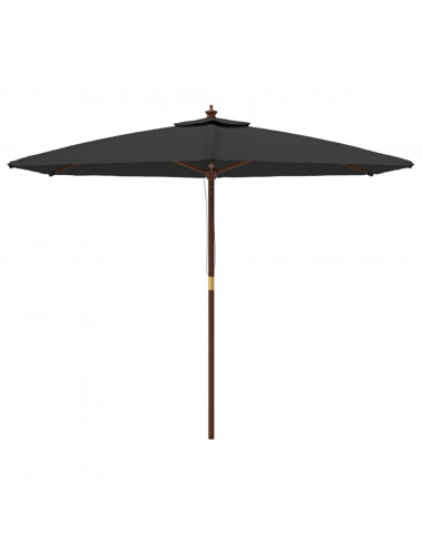 Ombrellone da Giardino con Palo in Legno Nero 299x240 cm